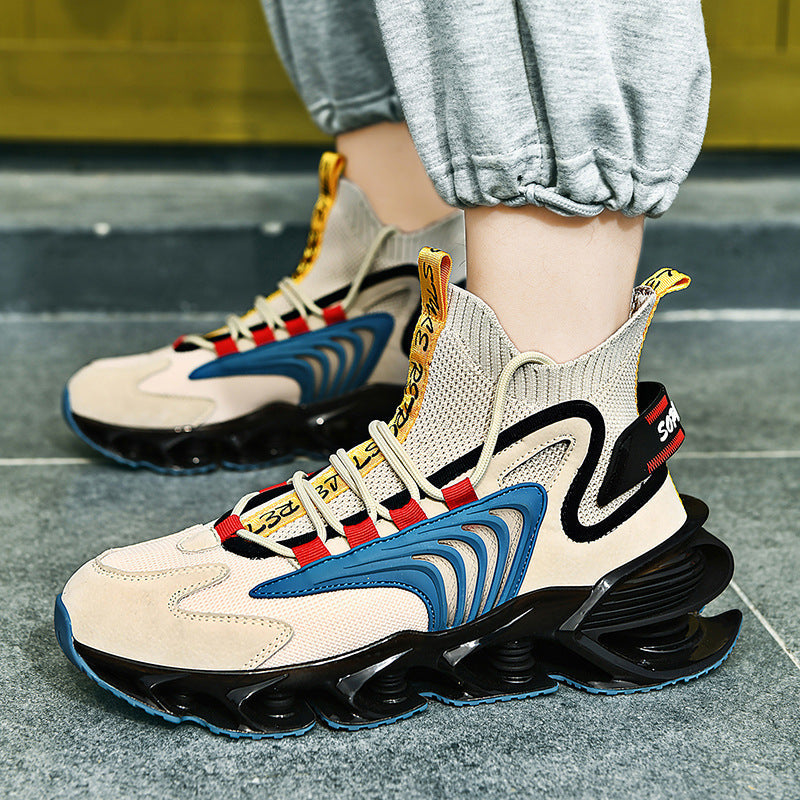 Men’s Spring Blade Sneakers — Trendy Color-Match Breathable Running Shoes