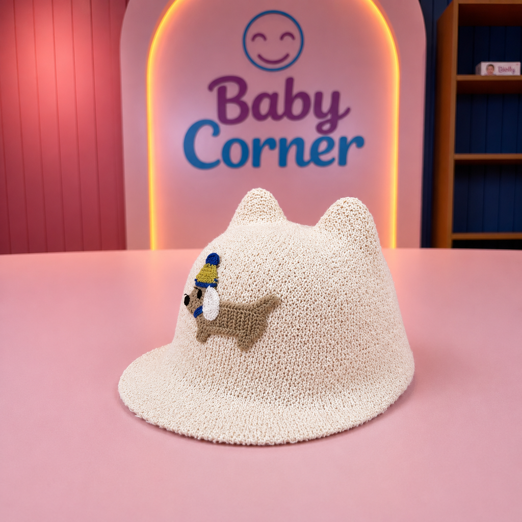 Cute Puppy Baby Knit Sun Cap